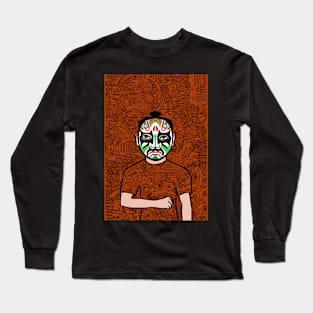 MaleMask NFT with ChineseEye Color and GreenSkin Color - Doodle Style Long Sleeve T-Shirt